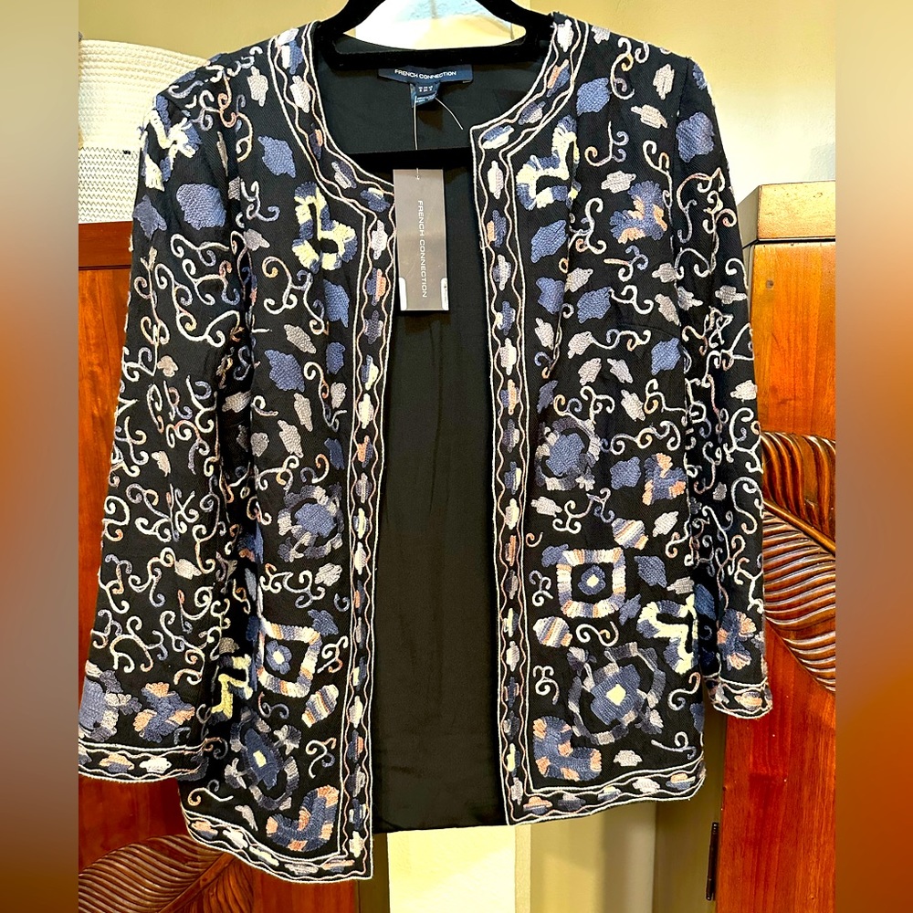 French Connection black multi jacket kimono